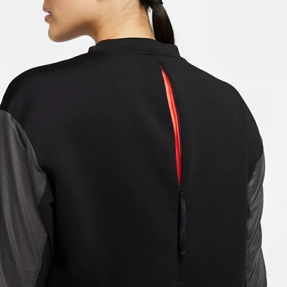 Nike Run Division Scuba Crew Sweatshirt Black Grey Women's Small S Vent DD5263